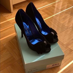 Marciano Suede Peep Toe Pumps